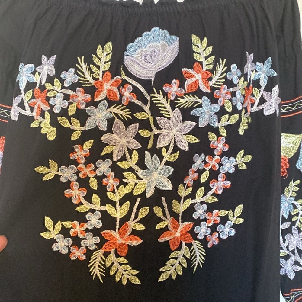 Free People Black Fleur Du‎ Jour Embroidered Mini Dress Size Extra Small - Picture 7 of 14